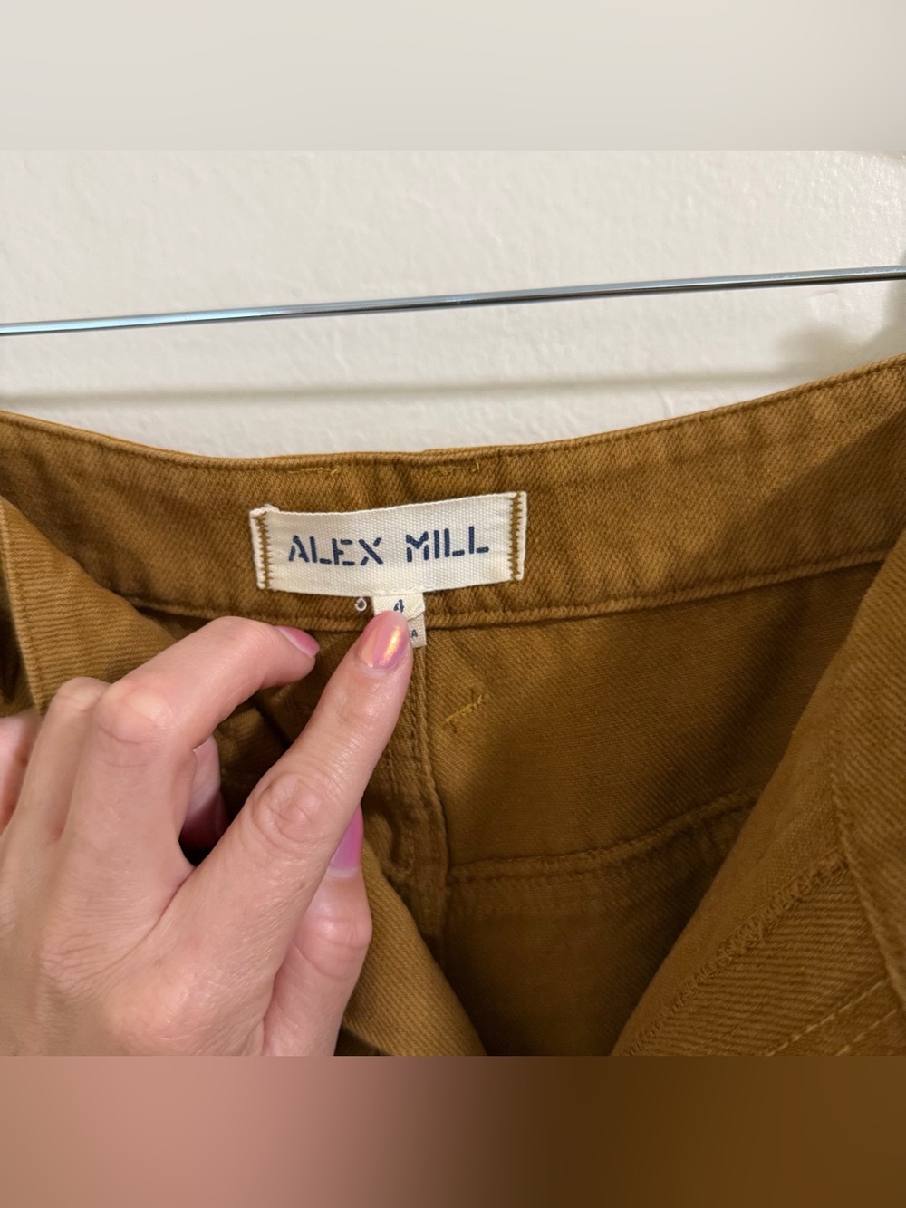 Alex Mill Patrick Washed Denim Wide Leg Pants Golden Khaki Ochre Size 4 Cargo - Picture 9 of 16
